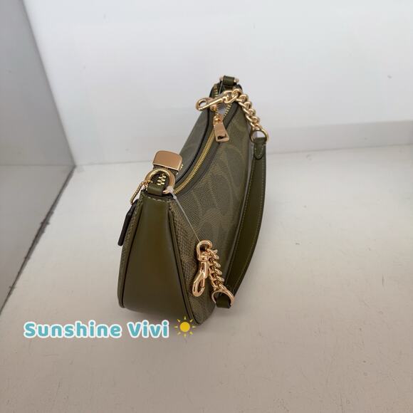 NWT Coach Outlet Teri Shoulder Bag Signature Canvas CAL51 IMOLV Olive - Picture 5 of 12